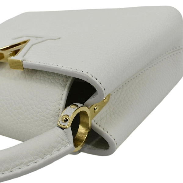 LOUIS VUITTON Capucine Mini Shoulder Bag Leather White with left side view
