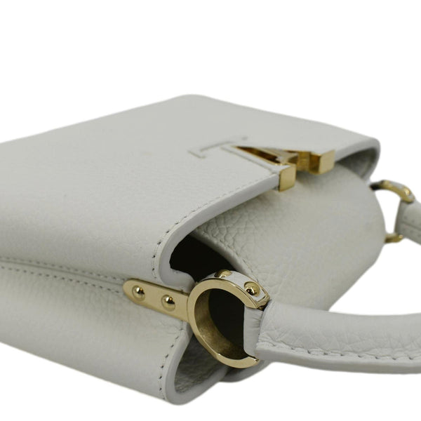 LOUIS VUITTON Capucine Mini Shoulder Bag Leather White with right side view