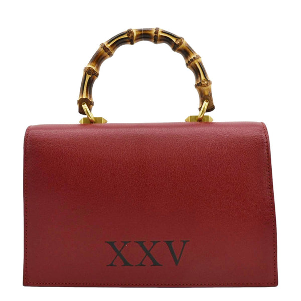 GUCCI Ottilia Leather Top Handle Shoulder Bag Red 488715