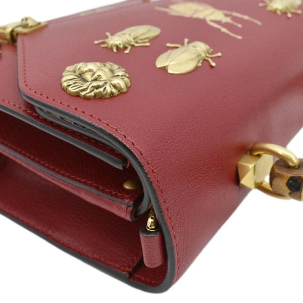 GUCCI Ottilia Leather Top Handle Shoulder Bag Red 488715