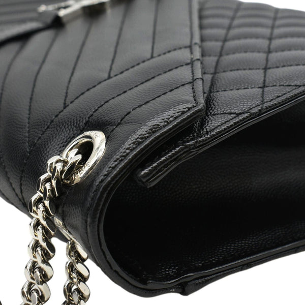 YVES SAINT LAURENT Large Envelope Mix Matelasse Leather Chain Shoulder Bag Black