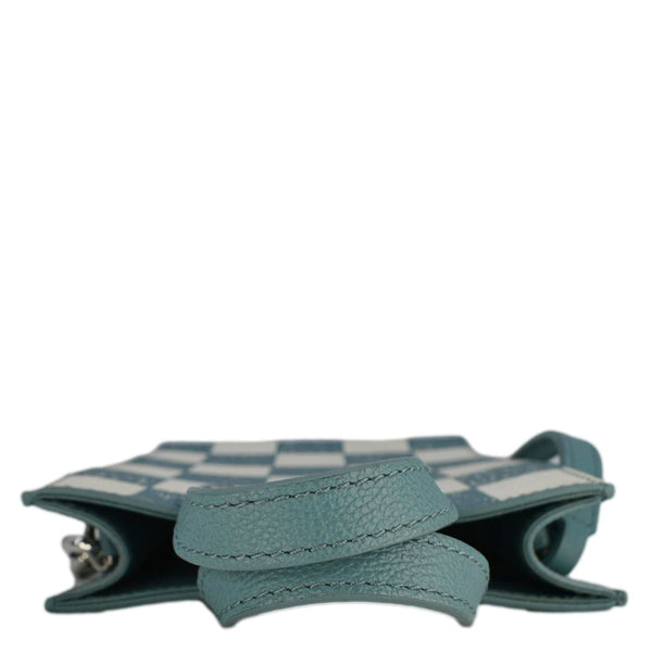 LOUIS VUITTON Sac Plat XS Damier Checkerboard Leather Crossbody Bag Turquoise