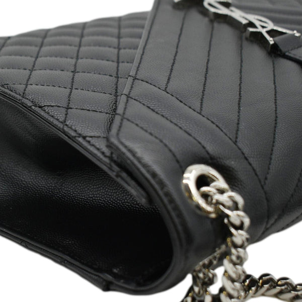 YVES SAINT LAURENT Large Envelope Mix Matelasse Leather Chain Shoulder Bag Black