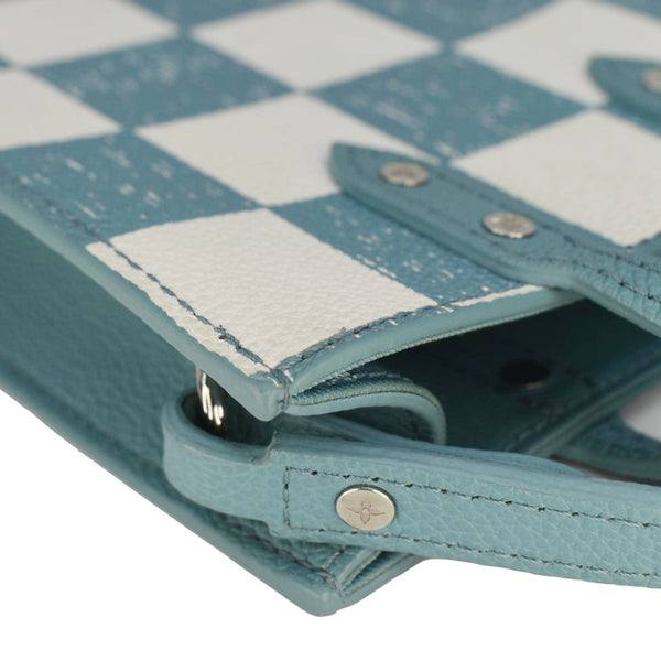 LOUIS VUITTON Sac Plat XS Damier Checkerboard Leather Crossbody Bag Turquoise