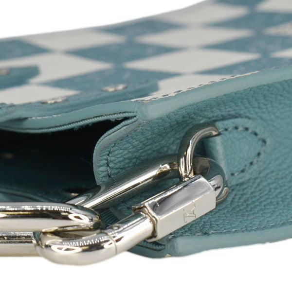 LOUIS VUITTON Sac Plat XS Damier Checkerboard Leather Crossbody Bag Turquoise
