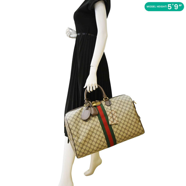 GUCCI X BALENCIAGA Ophidia Carry-On Supreme BB Web Duffle Bag Beige 680124