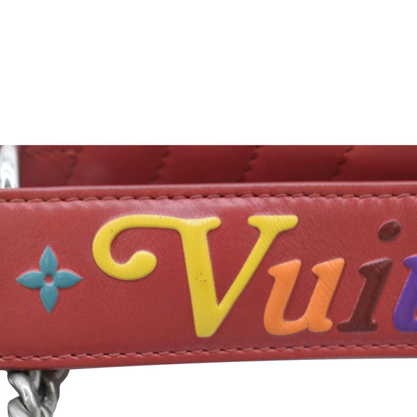 LOUIS VUITTON New Wave Chain MM Leather Shoulder Bag Red