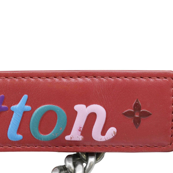 LOUIS VUITTON New Wave Chain MM Leather Shoulder Bag Red