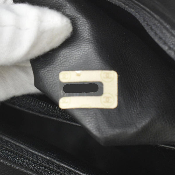 CHANEL Vintage CC Lambskin Leather Chain Shopping Tote Bag Black