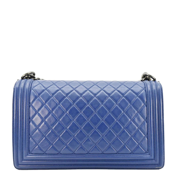 CHANEL Boy Flap Calf Leather Crossbody Bag Blue
