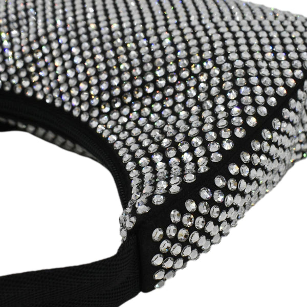 PRADA Mini Re-Edition 2000 Crystal Embellished Satin Tote Bag Black