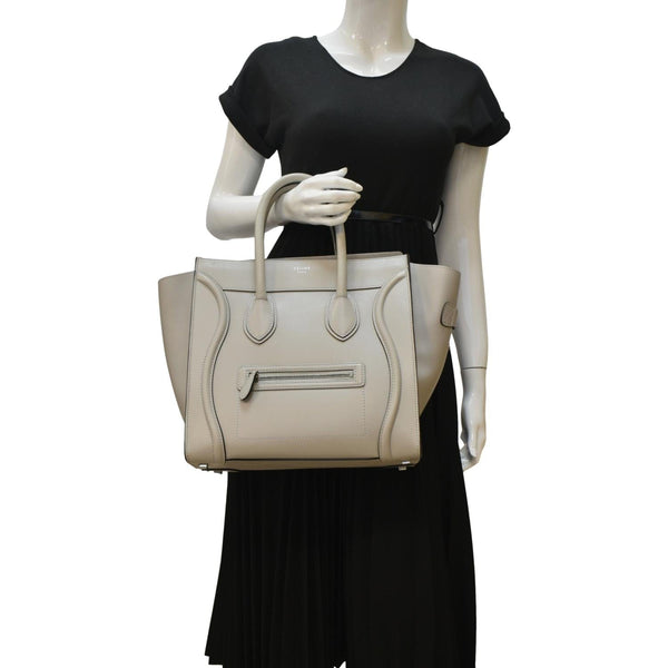 CELINE Luggage Smooth Leather Tote Bag Gray