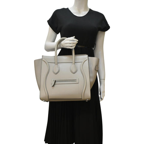 CELINE Luggage Smooth Leather Tote Bag Gray