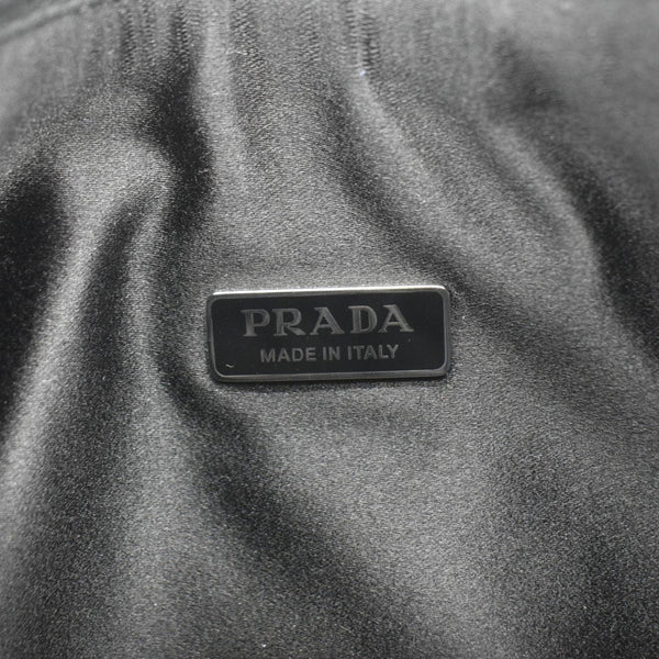 PRADA Mini Re-Edition 2000 Crystal Embellished Satin Tote Bag Black