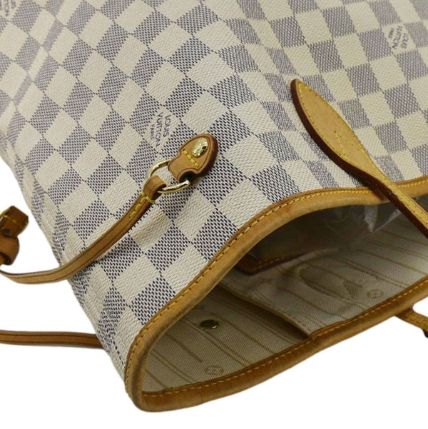 LOUIS VUITTON Neverfull MM Damier Azur Tote Bag White