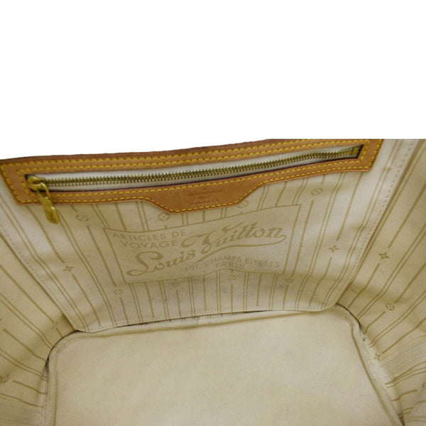 LOUIS VUITTON Neverfull MM Damier Azur Tote Bag White