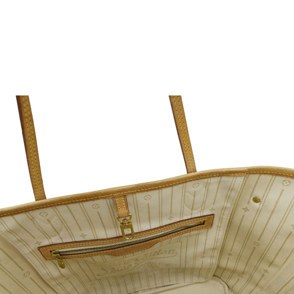 LOUIS VUITTON Neverfull MM Damier Azur Tote Bag White