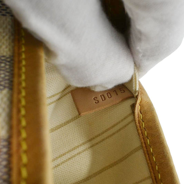 LOUIS VUITTON Neverfull MM Damier Azur Tote Bag White