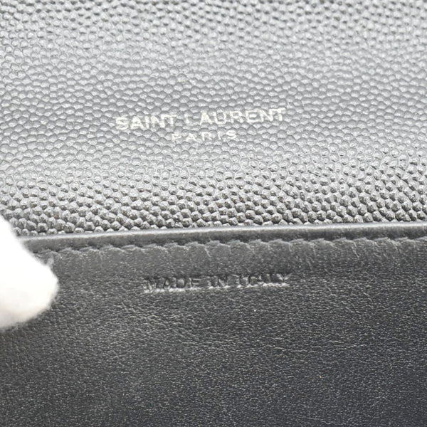 YVES SAINT LAURENT Uptown Grain De Poudre Embossed Leather Crossbody Chain Wallet Black