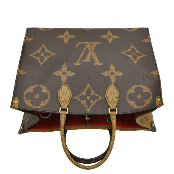 LOUIS VUITTON Onthego GM Giant Monogram Canvas Tote Shoulder Bag Brown