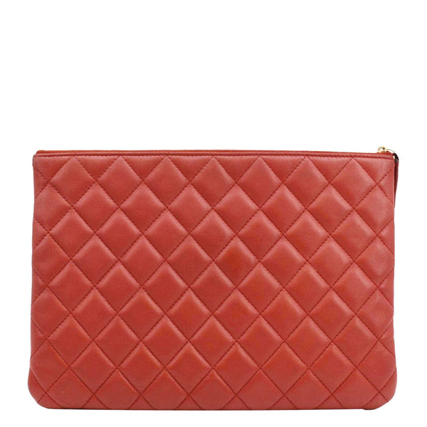 CHANEL Classic O-Case Leather Zip Pouch Red