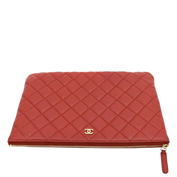 CHANEL Classic O-Case Leather Zip Pouch Red