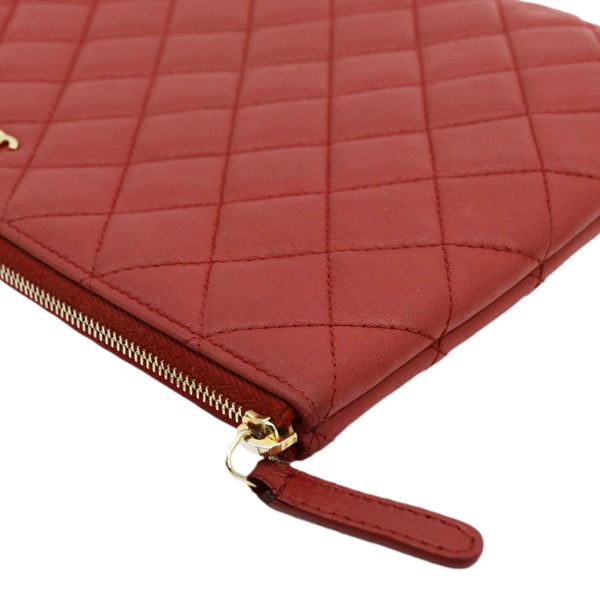 CHANEL Classic O-Case Leather Zip Pouch Red