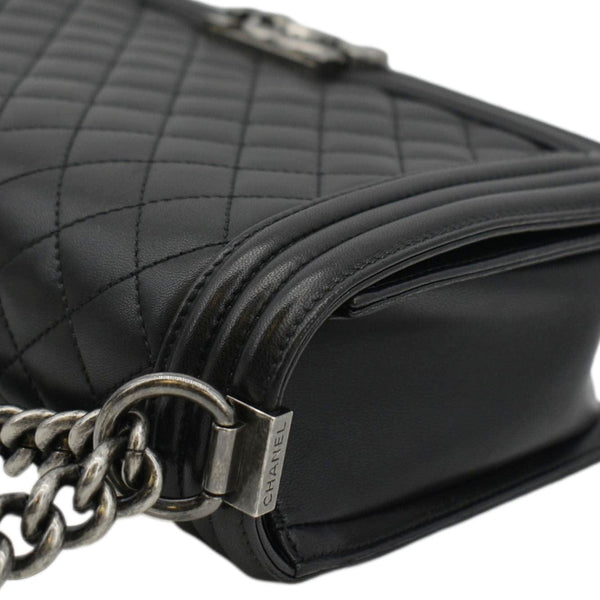 CHANEL Boy Flap Medium Quilted Leather Shoulder Bag Black