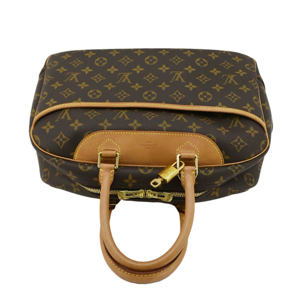 LOUIS VUITTON Deauville Monogram Canvas Satchel Bag Brown