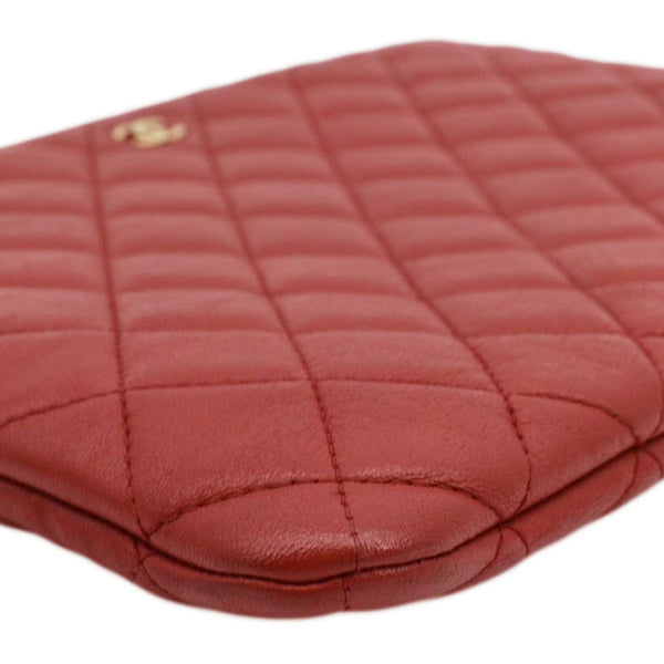 CHANEL Classic O-Case Leather Zip Pouch Red