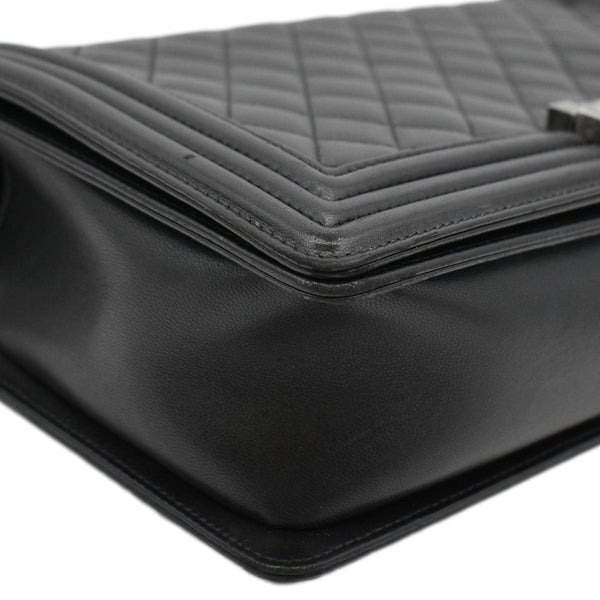 CHANEL Boy Flap Medium Quilted Leather Shoulder Bag Black