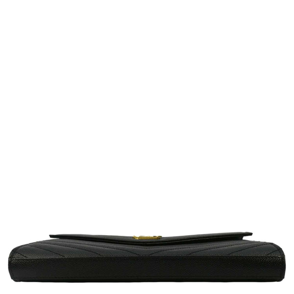 YVES SAINT LAURENT Cassandre Leather Wallet On Chain Crossbody Bag Black