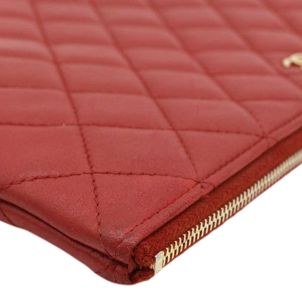 CHANEL Classic O-Case Leather Zip Pouch Red