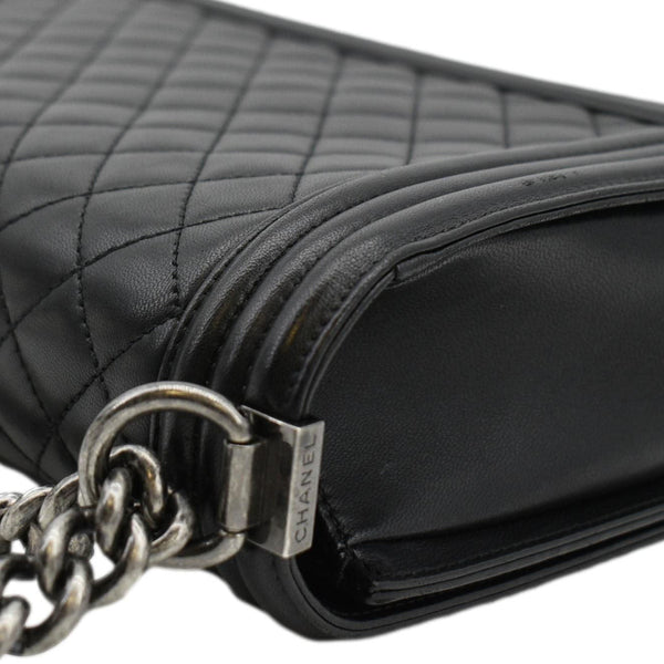 CHANEL Boy Flap Medium Shoulder Bag Black corner side