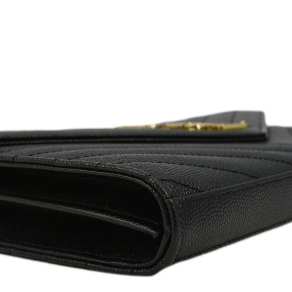 YVES SAINT LAURENT Cassandre Leather Wallet On Chain Crossbody Bag Black