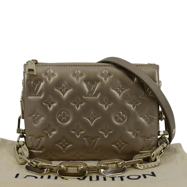 LOUIS VUITTON Coussin BB Monogram Embossed Leather Shoulder Bag Gold