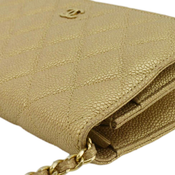 CHANEL WOC Quilted Caviar Leather Crossbody Bag Beige