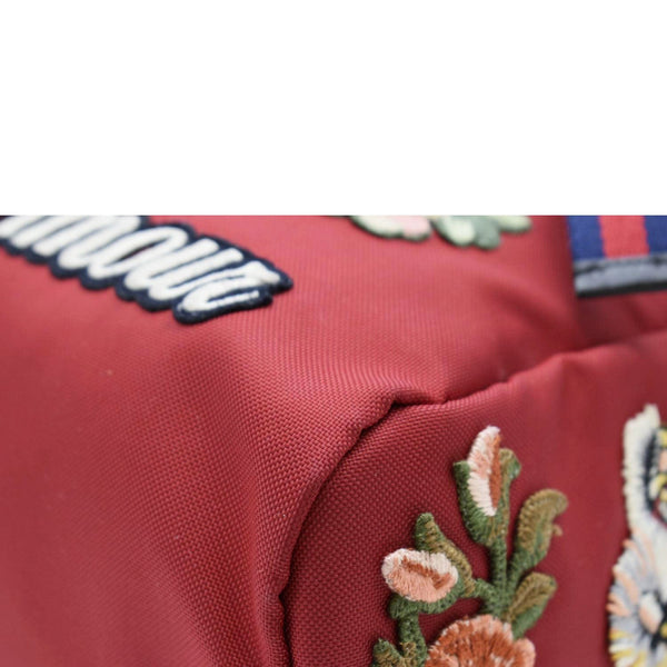 GUCCI Techno Embroidered Canvas Web Backpack Bag Red 450982
