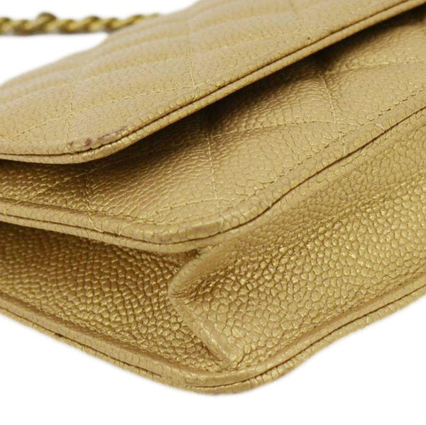 CHANEL WOC Quilted Caviar Leather Crossbody Bag Beige