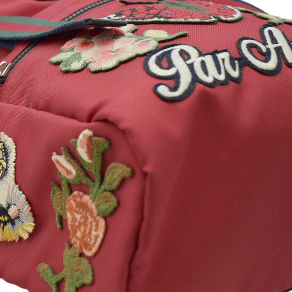 GUCCI Techno Embroidered Canvas Web Backpack Bag Red 450982