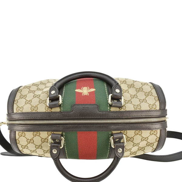 GUCCI Webby Bee GG Canvas Boston Bag Beige 406868
