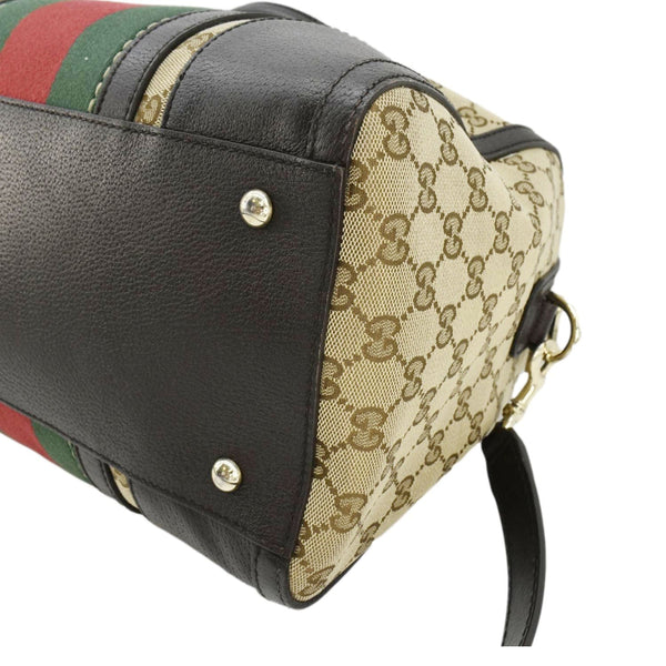 GUCCI Webby Bee GG Canvas Boston Bag Beige 406868