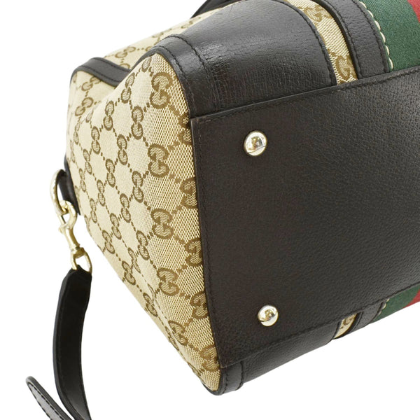 GUCCI Webby Bee GG Canvas Boston Bag Beige 406868