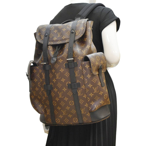 LOUIS VUITTON Christopher MM Monogram Macassar Canvas Backpack Bag Brown