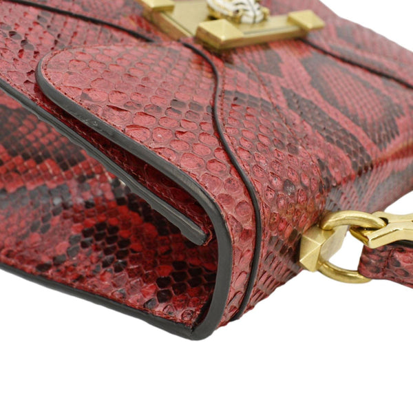GUCCI Python Osiride Small Leather Top Handle Shoulder Bag Red 497996