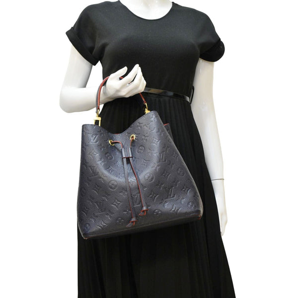 LOUIS VUITTON NeoNoe Monogram Empreinte Leather Shoulder Bag Navy Blue