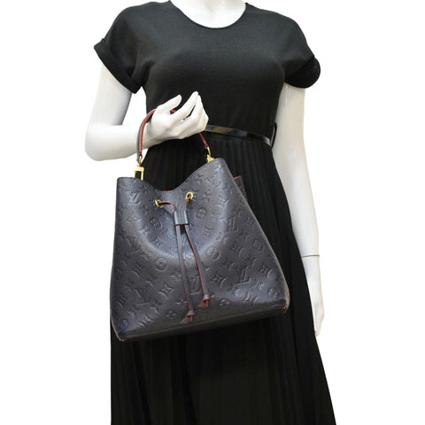 LOUIS VUITTON NeoNoe Monogram Empreinte Leather Shoulder Bag Navy Blue