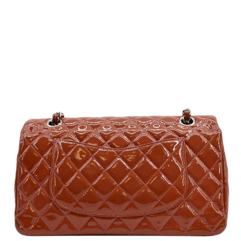 CHANEL Classic Medium Double Flap Patent Leather Shoulder Bag Red