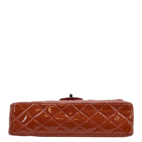 CHANEL Classic Medium Double Flap Patent Leather Shoulder Bag Red