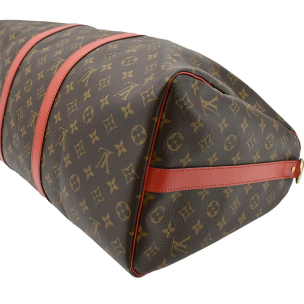 LOUIS VUITTON Keepall 55 Bandouliere Monogram Canvas Travel Bag Red